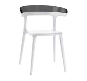 Крісло Papatya Luna біле сидіння, верх прозоро-димчастий
