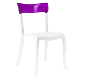 Стілець Papatya Hera-S біле сидіння, верх прозоро-пурпурний