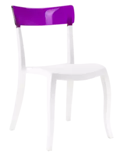 Стілець Papatya Hera-S біле сидіння, верх прозоро-пурпурний