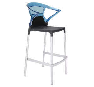 Барне крісло Papatya Ego-K чорне сидіння, верх прозоро-синій