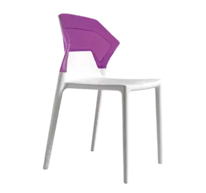 Стілець Papatya Ego-S біле сидіння, верх прозоро-пурпурний