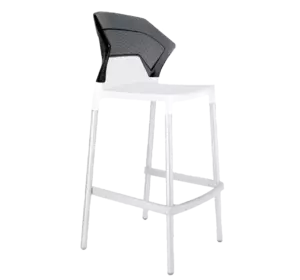 Барний стілець Papatya Ego-S біле сидіння, верх прозоро-димчастий