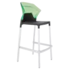Барний стілець Papatya Ego-S антрацит сидіння, верх прозоро-зелений