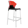 Барний стілець Papatya Ego-S чорне сидіння, верх прозоро-червоний
