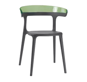 Крісло Papatya Luna антрацит сидіння, верх прозоро-зелений