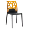 Стілець Papatya Ego-Rock чорне сидіння, верх прозоро-помаранчевий