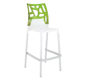 Барний стілець Papatya Ego-Rock біле сидіння, верх прозоро-зелений