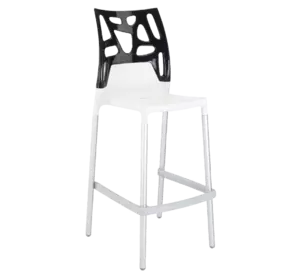 Барний стілець Papatya Ego-Rock біле сидіння, верх чорний