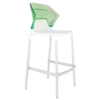 Барний стілець Papatya Ego-S біле сидіння, верх прозоро-зелений