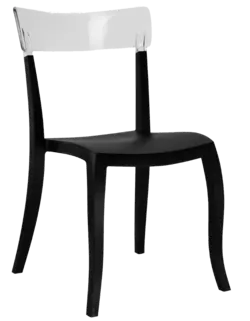 Стілець Papatya Hera-S чорне сидіння, верх прозоро-чистий