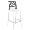 Барний стілець Papatya Ego-Rock біле сидіння, верх прозоро-димчастий