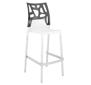 Барний стілець Papatya Ego-Rock біле сидіння, верх прозоро-димчастий
