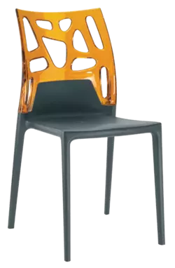 Стілець Papatya Ego-Rock антрацит сидіння, верх прозоро-помаранчевий