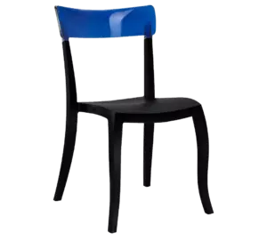 Стілець Papatya Hera-S чорне сидіння, верх прозоро-синій