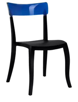 Стілець Papatya Hera-S чорне сидіння, верх прозоро-синій