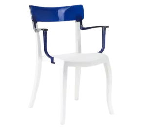 Крісло Papatya Hera-K біле сидіння, верх прозоро-синій