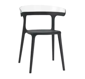 Крісло Papatya Luna чорне сидіння, верх прозоро-чистий