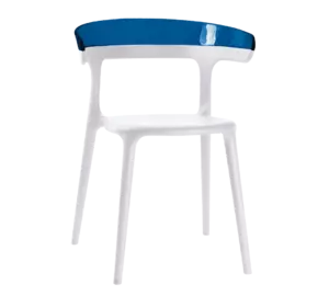 Крісло Papatya Luna біле сидіння, верх прозоро-синій