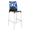 Барний стілець Papatya Ego-Rock антрацит сидіння, верх прозоро-синій