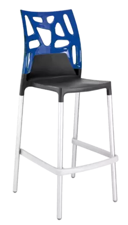 Барний стілець Papatya Ego-Rock антрацит сидіння, верх прозоро-синій
