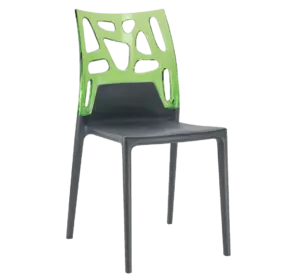 Стілець Papatya Ego-Rock антрацит сидіння, верх прозоро-зелений
