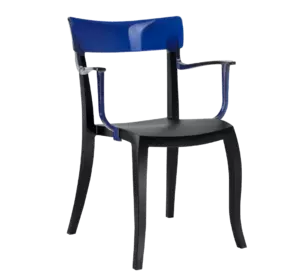 Крісло Papatya Hera-K чорне сидіння, верх прозоро-синій