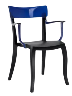 Крісло Papatya Hera-K чорне сидіння, верх прозоро-синій