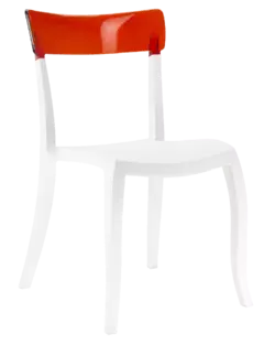 Стілець Papatya Hera-S біле сидіння, верх прозоро-червоний