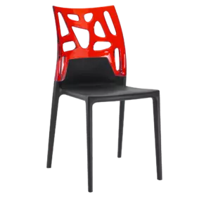 Стілець Papatya Ego-Rock чорне сидіння, верх прозоро-червоний