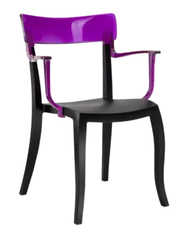 Крісло Papatya Hera-K чорне сидіння, верх прозоро-пурпурний