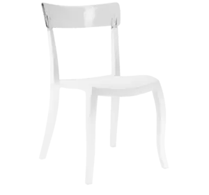 Стілець Papatya Hera-S біле сидіння, верх прозоро-чистий