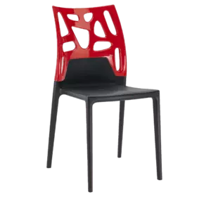 Стілець Papatya Ego-Rock чорне сидіння, верх червоний