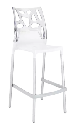 Барний стілець Papatya Ego-Rock біле сидіння, верх прозоро-чистий