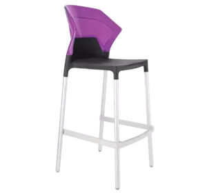 Барний стілець Papatya Ego-S антрацит сидіння, верх прозоро-пурпурний
