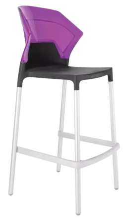 Барний стілець Papatya Ego-S антрацит сидіння, верх прозоро-пурпурний