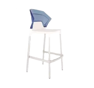 Барний стілець Papatya Ego-S біле сидіння, верх прозоро-синій