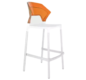 Барний стілець Papatya Ego-S біле сидіння, верх прозоро-помаранчевий