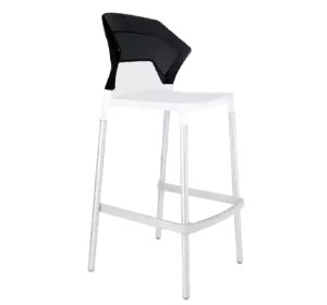 Барний стілець Papatya Ego-S біле сидіння, верх чорний