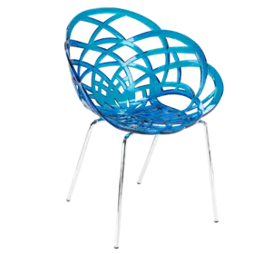 Крісло Papatya Flora-ML прозоро-синє сидіння, ніжки хром